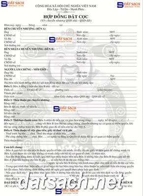 Mẫu hợp đồng đặt cọc mua đất chuẩn pháp lý nhất hiện nay 1 Mẫu hợp đồng đặt cọc mua đất chuẩn pháp lý nhất hiện nay