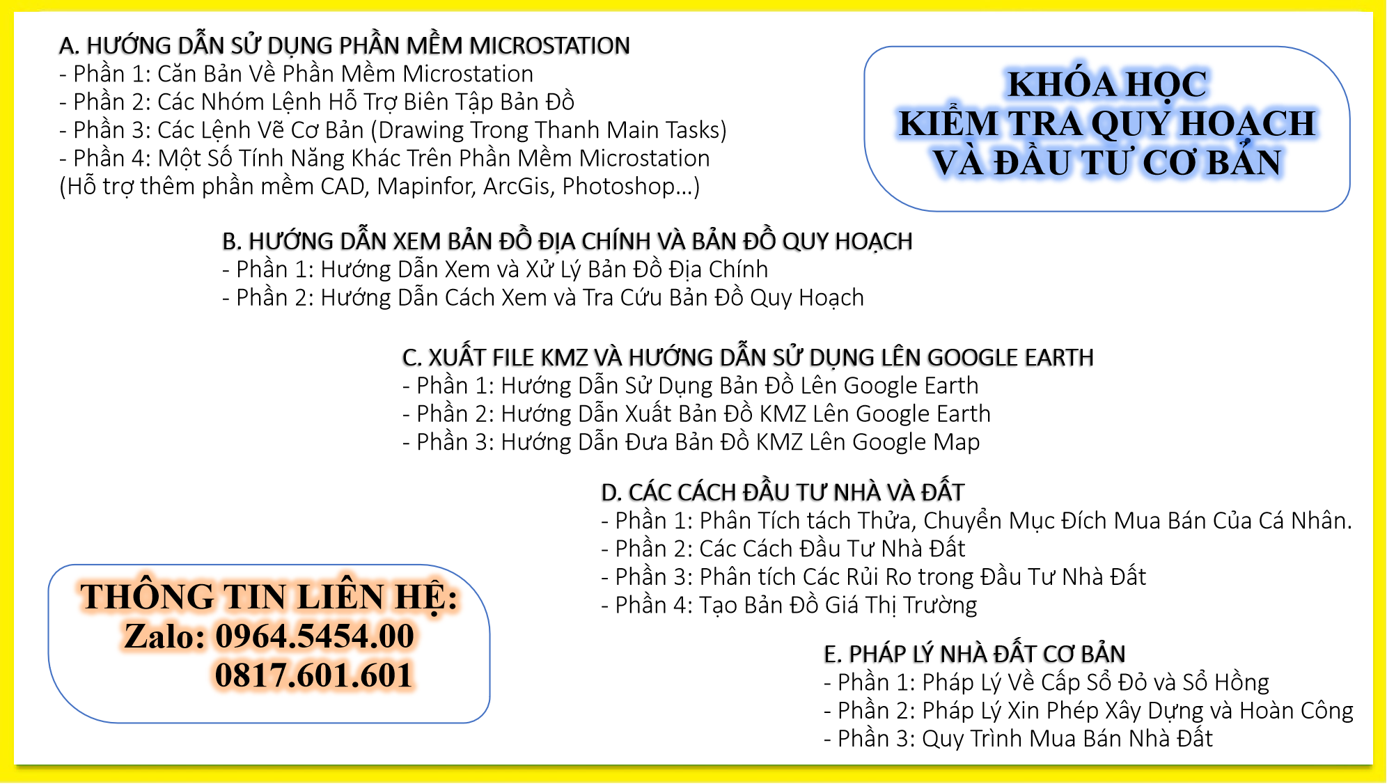 KHÓA HỌC ĐÀO TẠO TRA CỨU QUY HOẠCH và ĐẦU TƯ CƠ BẢN 2 KHÓA HỌC ĐÀO TẠO TRA CỨU QUY HOẠCH và ĐẦU TƯ CƠ BẢN