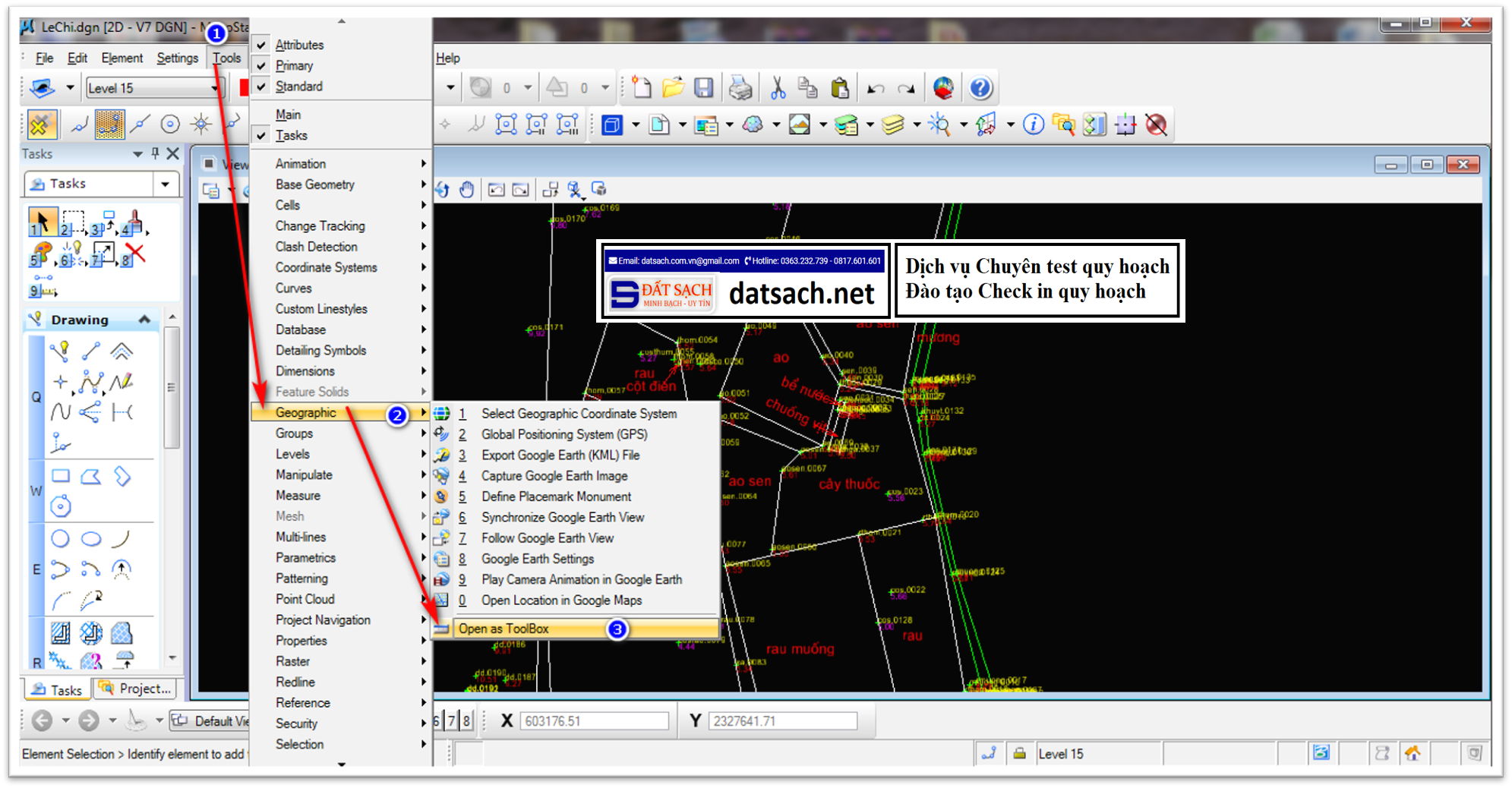 Hướng Dẫn Xuất KMZ Hoặc KML lên Google Earth bằng MicroSation V8i 1 Hướng Dẫn Xuất KMZ Hoặc KML lên Google Earth bằng MicroSation V8i