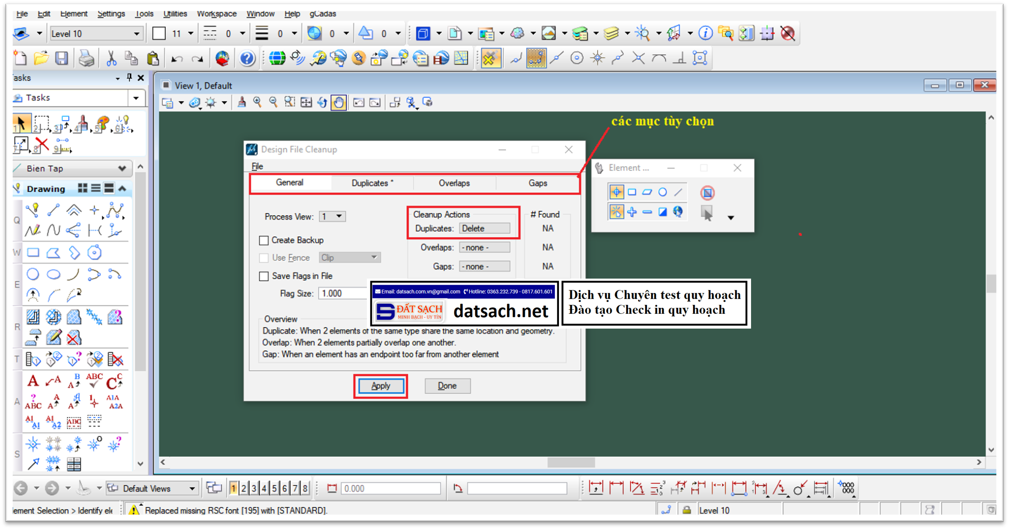 Xóa các line trùng Lớp, xóa các line trùng nhau trên Phần mềm Microstation
