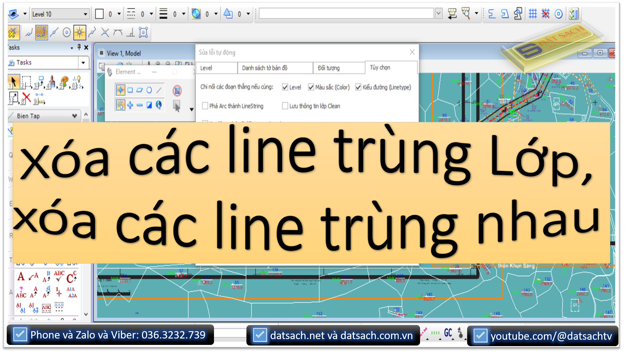 Xóa các line trùng Lớp, xóa các line trùng nhau trên Phần mềm Microstation