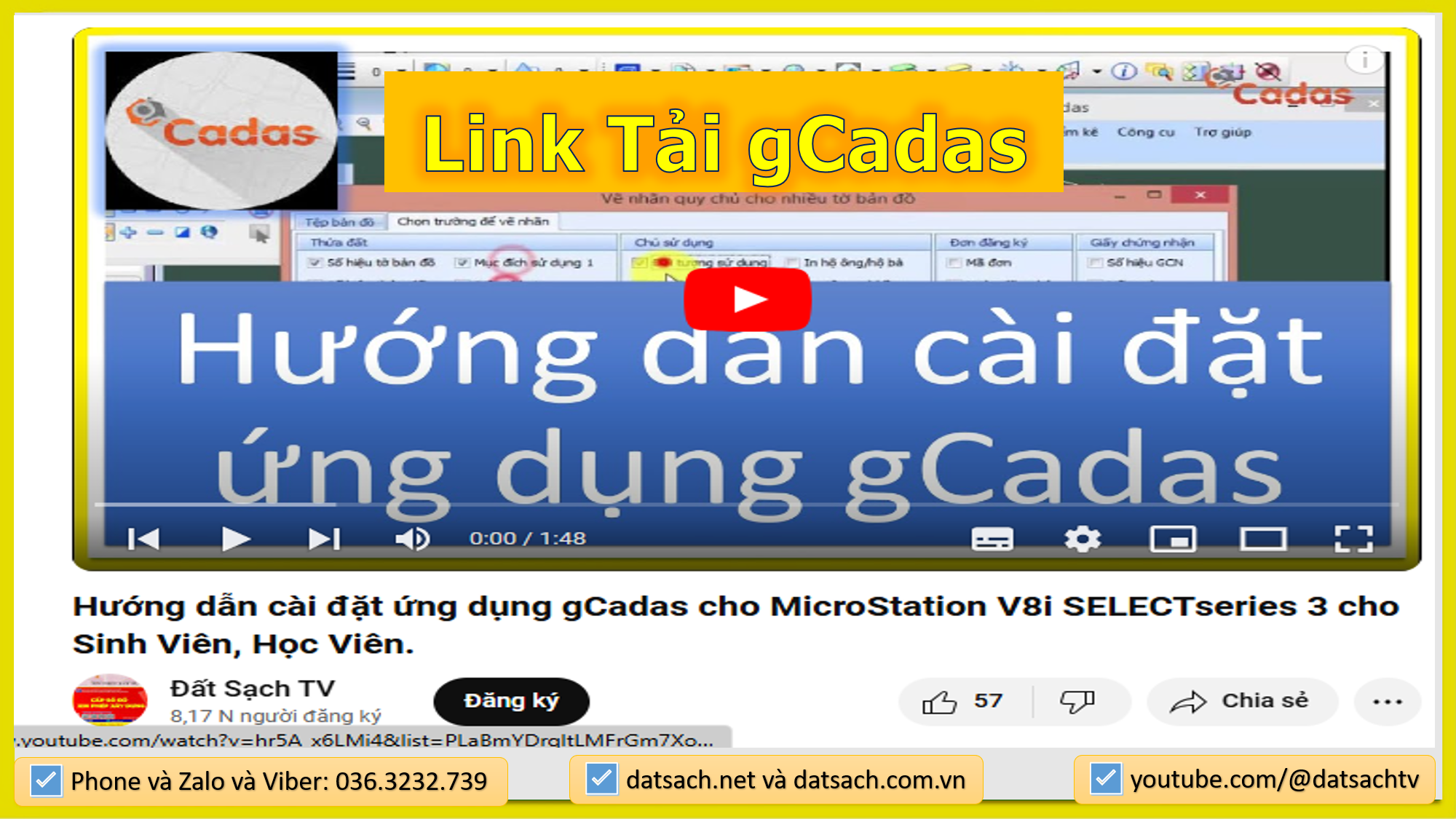 Hướng dẫn cài đặt gCadas trên phần mềm Microstion v8i