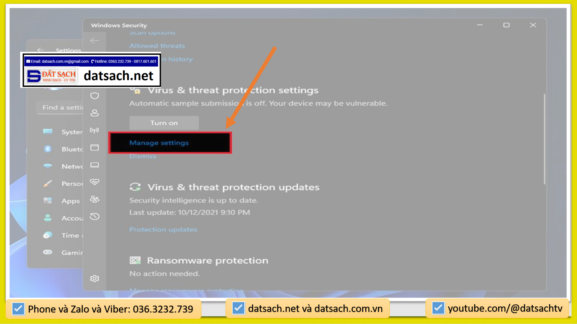 Cách tắt Bảo Vệ và Diệt Vi Rút của Windows Security trong Cài đặt (Settings)