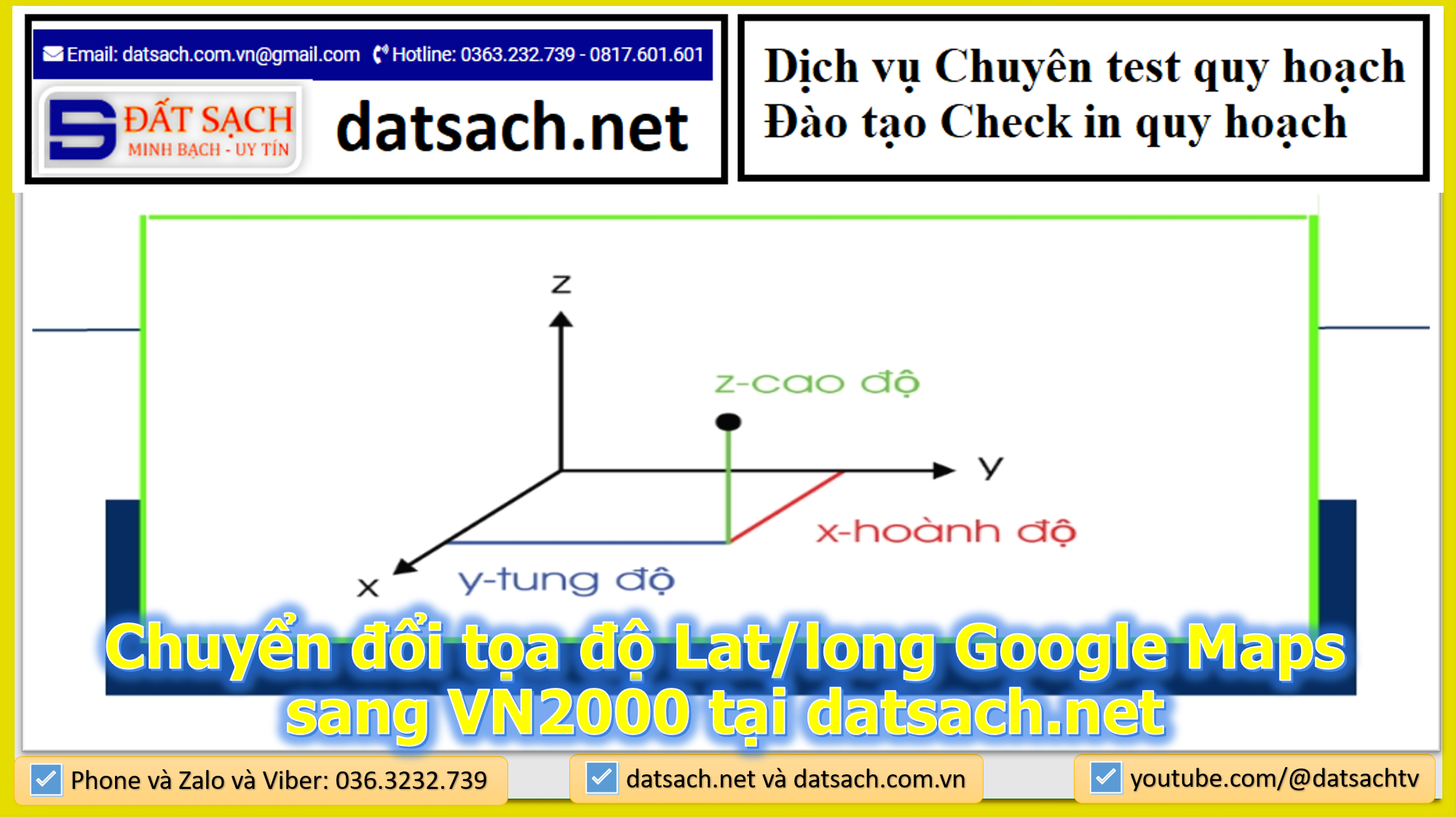 Chuyển đổi tọa độ Lat/long Google Maps sang VN2000 tại datsach.net