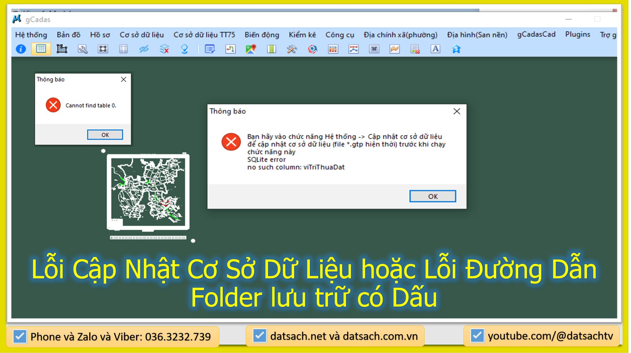Lỗi Cập Nhật Cơ Sở Dữ Liệu hoặc Lỗi Đường Dẫn Folder lưu trữ có Dấu