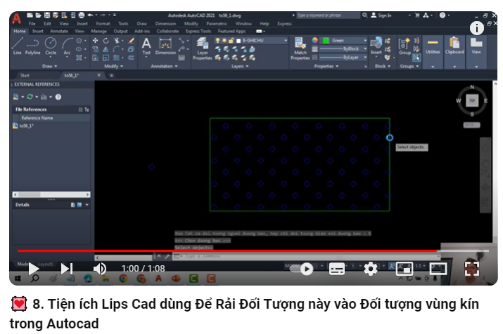 Tiện ích Lips Cad dùng Để Rải Đối Tượng này vào Đối tượng vùng kín