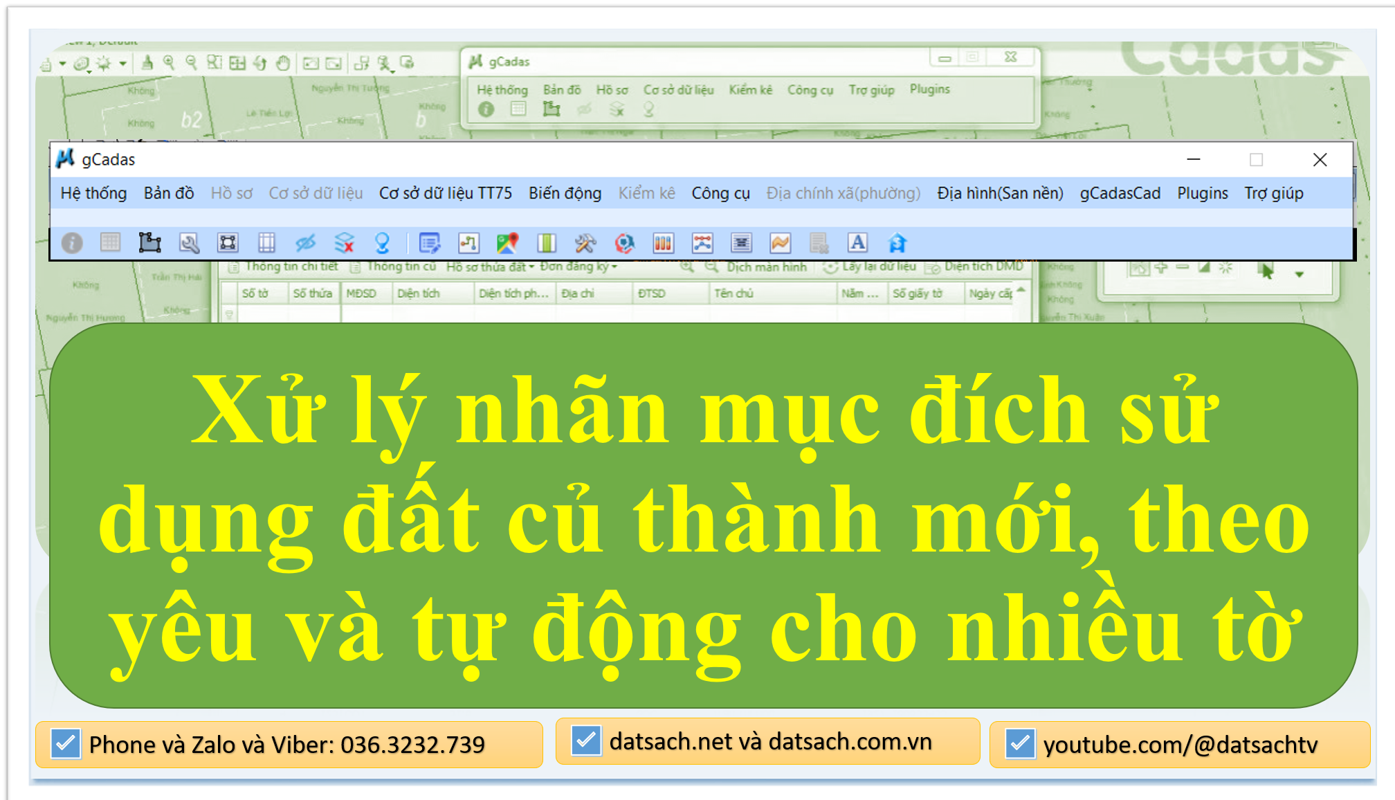 Xử lý nhãn mục đích sử dụng đất củ thành mới, theo yêu và tự động cho nhiều tờ