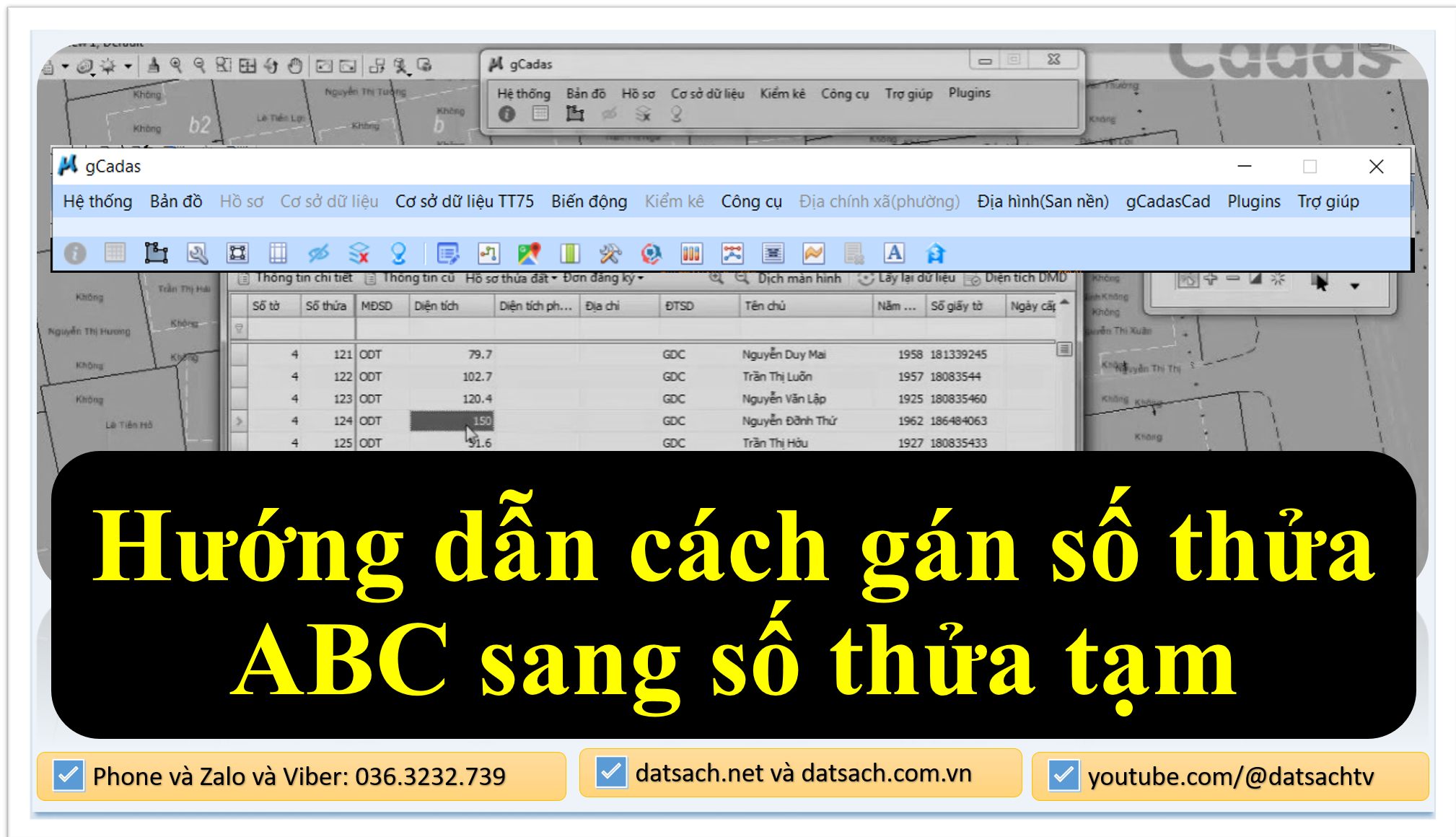 Hướng dẫn cách gán số thửa ABC sang số thửa tạm