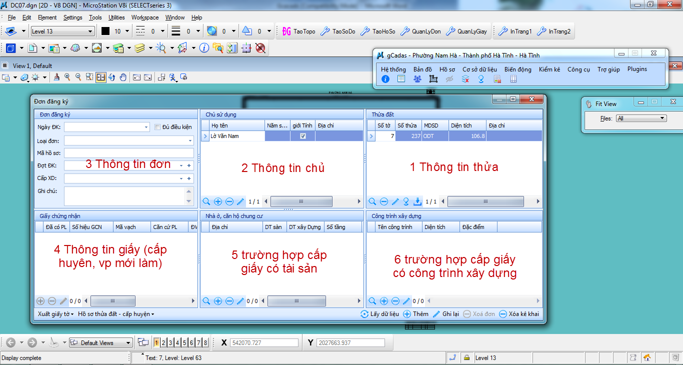 gCadas – phần mềm hỗ trợ việc trích lục thửa đất, hoàn thiện hồ sơ phục vụ Địa chính xã VPDK Cấp Huyện và Thống kê - kiểm kê đất đai