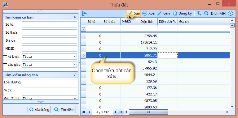 gCadas – phần mềm hỗ trợ thành lập BĐĐC, đăng ký cấp GCNQSDĐ, xây dựng CSDL địa chính và Thống kê - kiểm kê đất đai.