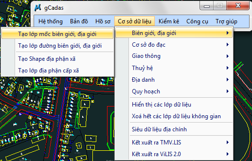 gCadas – phần mềm hỗ trợ thành lập BĐĐC, đăng ký cấp GCNQSDĐ, xây dựng CSDL địa chính và Thống kê - kiểm kê đất đai.