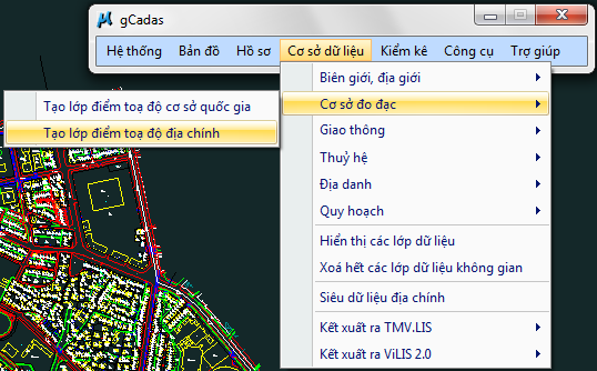 gCadas – phần mềm hỗ trợ thành lập BĐĐC, đăng ký cấp GCNQSDĐ, xây dựng CSDL địa chính và Thống kê - kiểm kê đất đai.