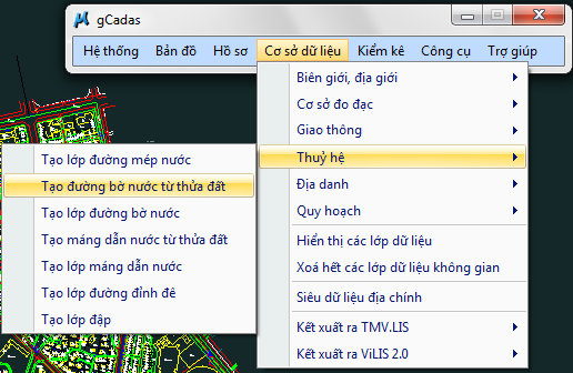 gCadas – phần mềm hỗ trợ thành lập BĐĐC, đăng ký cấp GCNQSDĐ, xây dựng CSDL địa chính và Thống kê - kiểm kê đất đai.