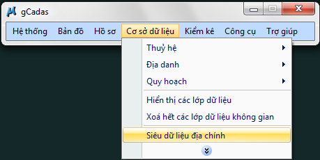 gCadas – phần mềm hỗ trợ thành lập BĐĐC, đăng ký cấp GCNQSDĐ, xây dựng CSDL địa chính và Thống kê - kiểm kê đất đai.