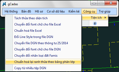 gCadas – phần mềm hỗ trợ thành lập BĐĐC, đăng ký cấp GCNQSDĐ, xây dựng CSDL địa chính và Thống kê - kiểm kê đất đai.