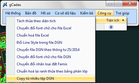 gCadas – phần mềm hỗ trợ thành lập BĐĐC, đăng ký cấp GCNQSDĐ, xây dựng CSDL địa chính và Thống kê - kiểm kê đất đai.