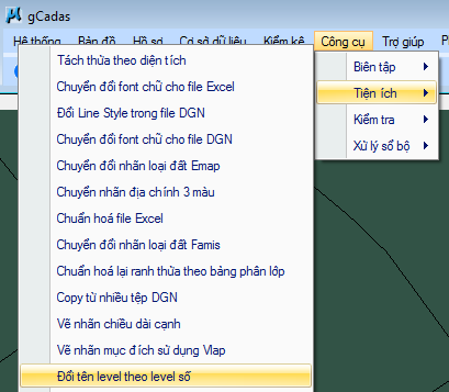 gCadas – phần mềm hỗ trợ thành lập BĐĐC, đăng ký cấp GCNQSDĐ, xây dựng CSDL địa chính và Thống kê - kiểm kê đất đai.