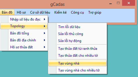 gCadas – phần mềm hỗ trợ thành lập BĐĐC, đăng ký cấp GCNQSDĐ, xây dựng CSDL địa chính và Thống kê - kiểm kê đất đai.