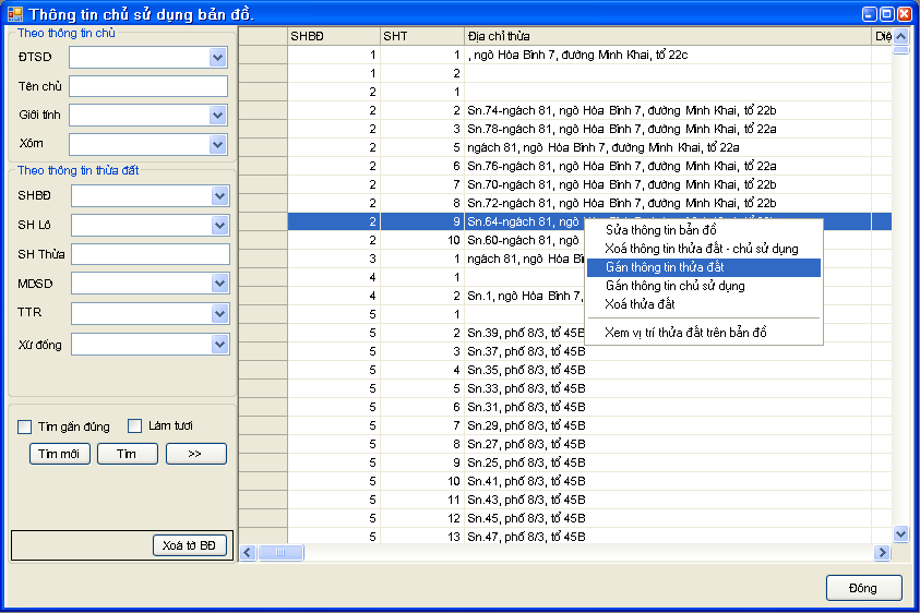 Giáo trình Hướng dẫn sử dụng phần mềm thành lập bản đồ địa chính TMV.MAP 1.0 16 Giáo trình Hướng dẫn sử dụng phần mềm thành lập bản đồ địa chính TMV.MAP 1.0