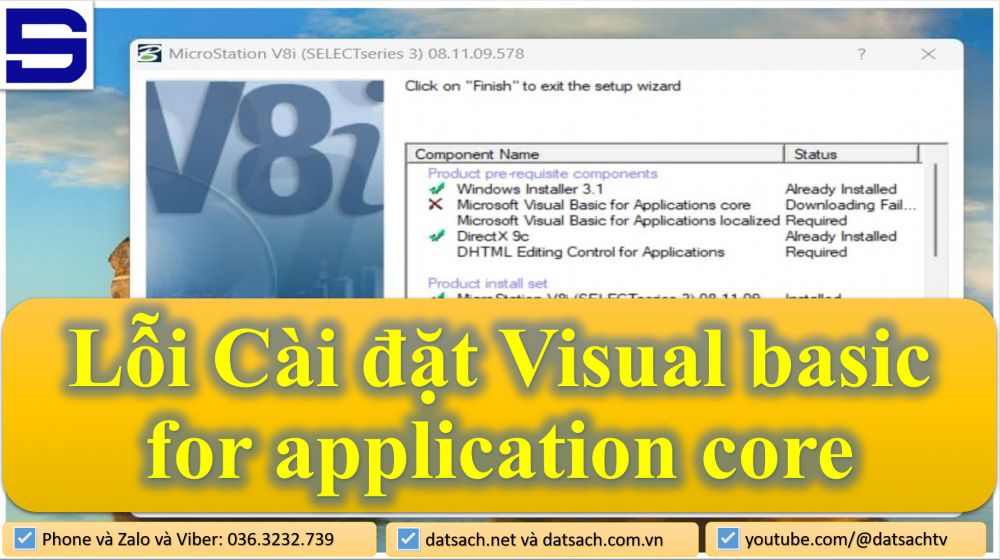 Lỗi Cài đặt Visual basic for application core khi cài đặt phần mềm microation v8i