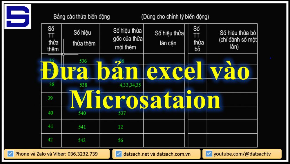 Đưa bản excel vào Microsataion