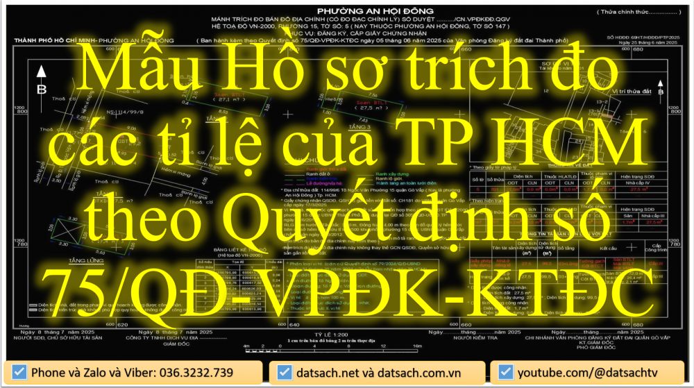 Mẫu Hồ sơ trích đo các tỉ lệ của TP HCM theo Quyết định số 75/QĐ-VPĐK-KTĐC