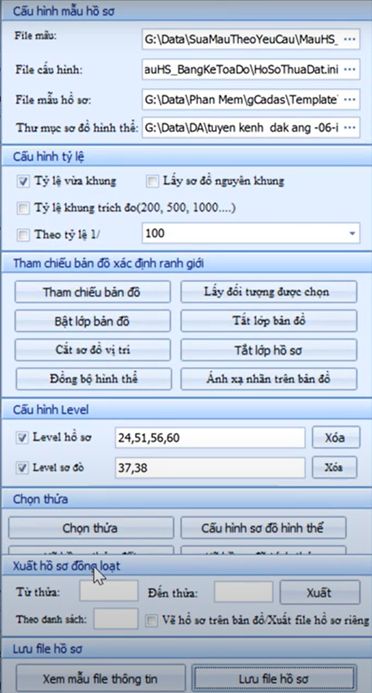 Xuất Bảng Kê Tọa gốc ranh trong ứng dụng gCadas 2025