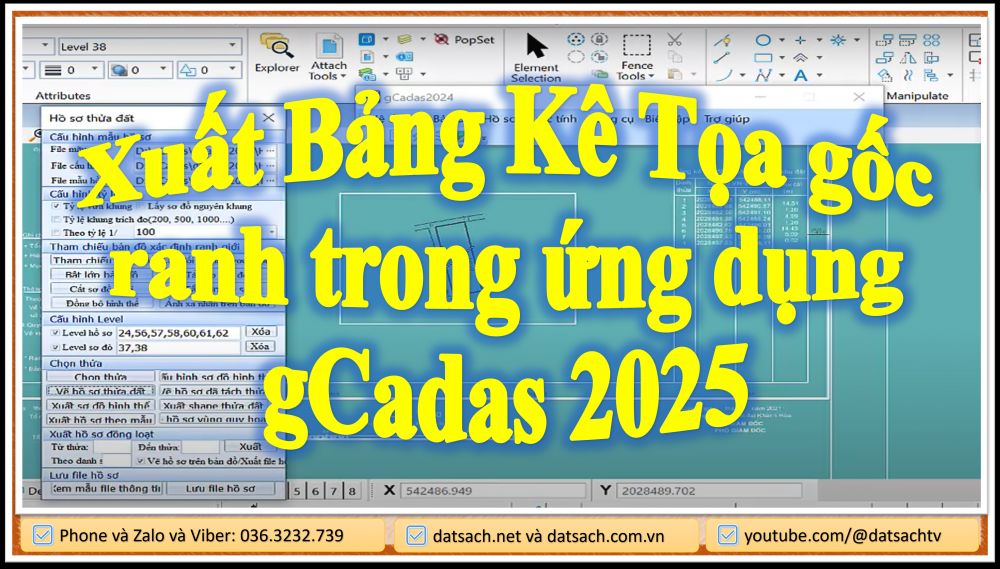 Xuất Bảng Kê Tọa gốc ranh trong ứng dụng gCadas 2025