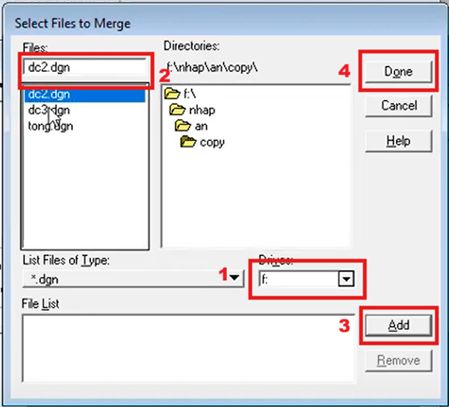 Nối (gôm) nhiều file vào một file Tổng trong MicroStaion SE (V7)