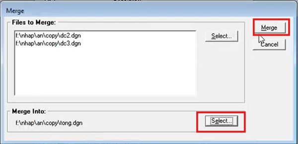 Nối (gôm) nhiều file vào một file Tổng trong MicroStaion SE (V7)