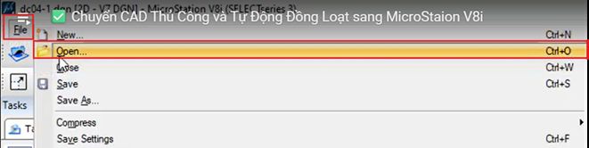Chuyển CAD Thủ Công và Tự Động Đồng Loạt sang MicroStaion V8i
