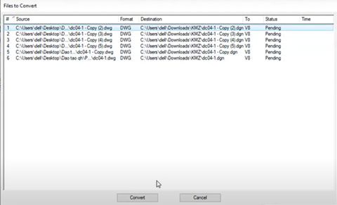 Chuyển CAD Thủ Công và Tự Động Đồng Loạt sang MicroStaion V8i