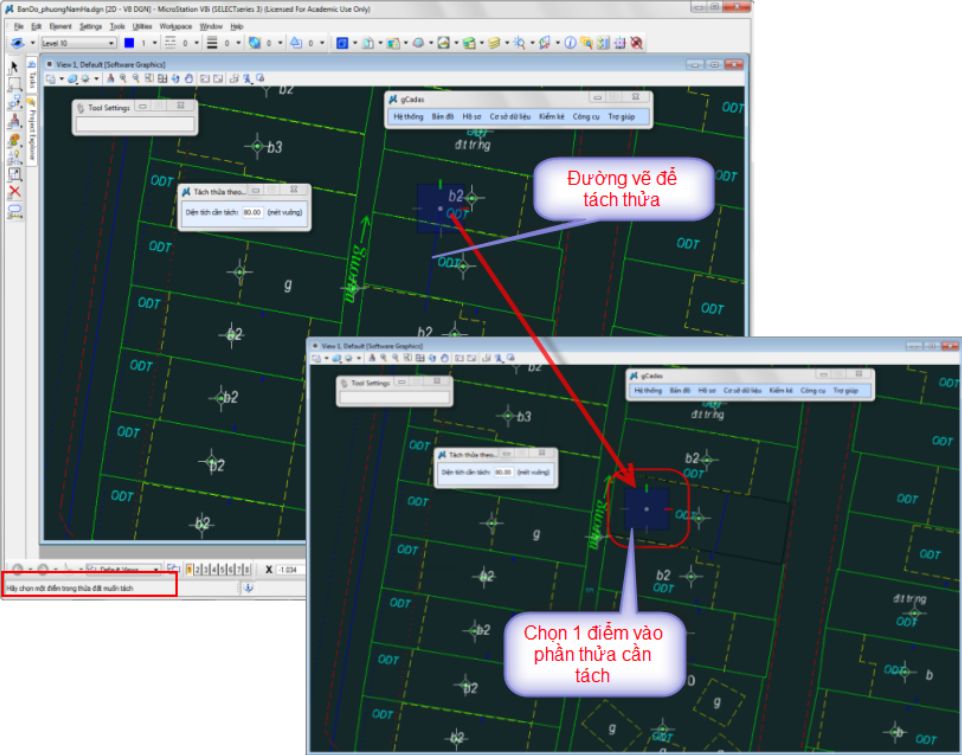 CÔNG CỤ_BIÊN TẬP TRÊN FILE DGN_Tách thửa theo diện tích trong ứng dụng gCadas 4 CÔNG CỤ_BIÊN TẬP TRÊN FILE DGN_Tách thửa theo diện tích trong ứng dụng gCadas