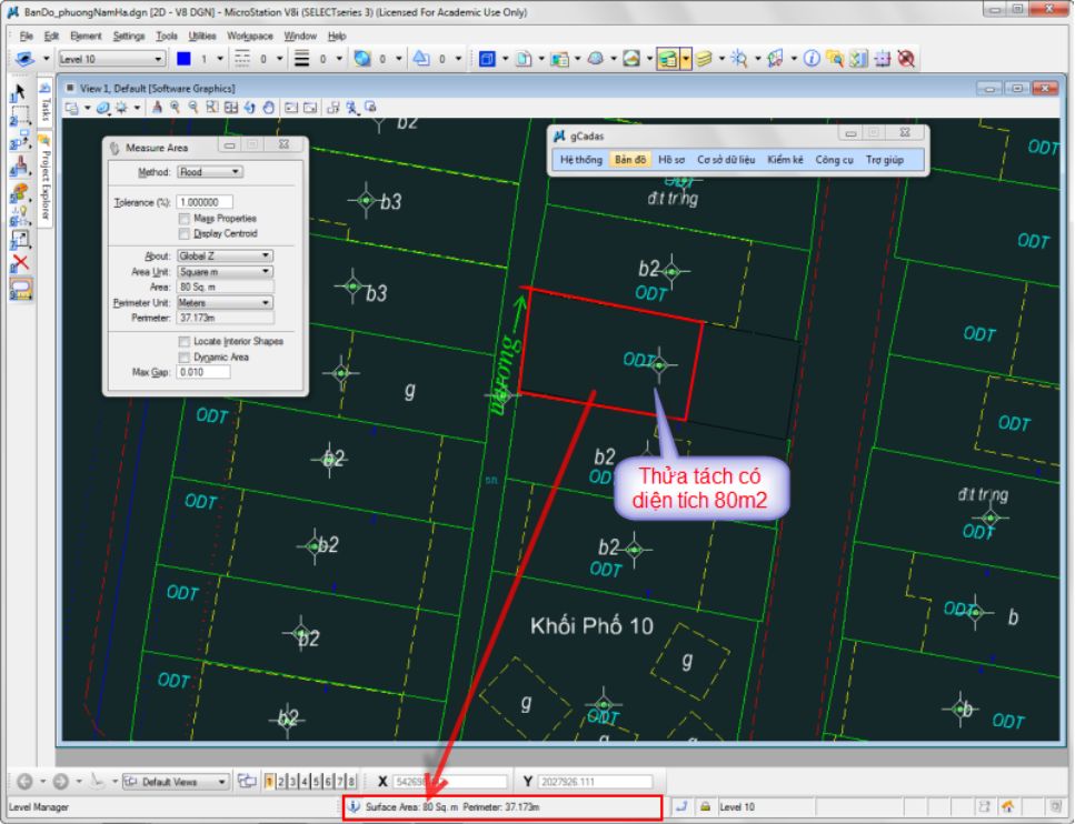 CÔNG CỤ_BIÊN TẬP TRÊN FILE DGN_Tách thửa theo diện tích trong ứng dụng gCadas 5 CÔNG CỤ_BIÊN TẬP TRÊN FILE DGN_Tách thửa theo diện tích trong ứng dụng gCadas