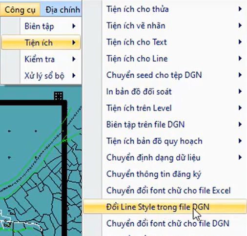 CÔNG CỤ_Đổi Line Style trong DGN trong ứng dụng gCadas