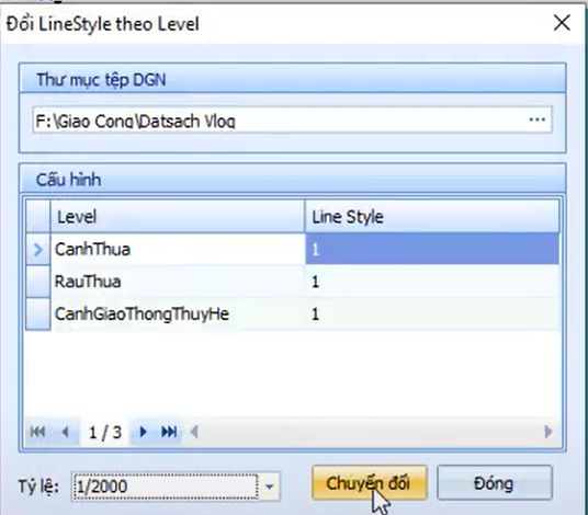 CÔNG CỤ_Đổi Line Style trong DGN trong ứng dụng gCadas