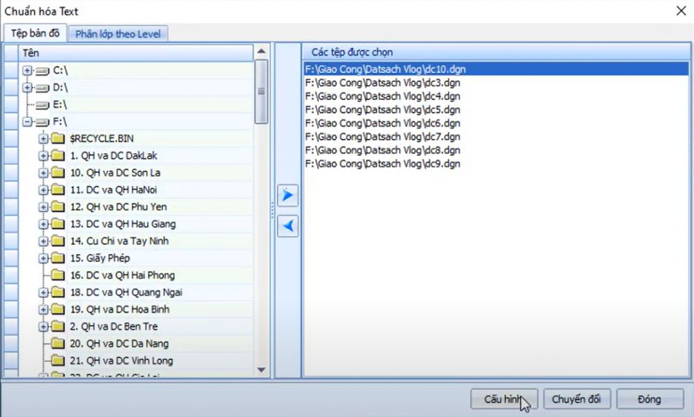 CÔNG CỤ_BIÊN TẬP TRÊN FILE DGN_Chuẩn hóa text theo level trong ứng dụng gCadas 3 CÔNG CỤ_BIÊN TẬP TRÊN FILE DGN_Chuẩn hóa text theo level trong ứng dụng gCadas