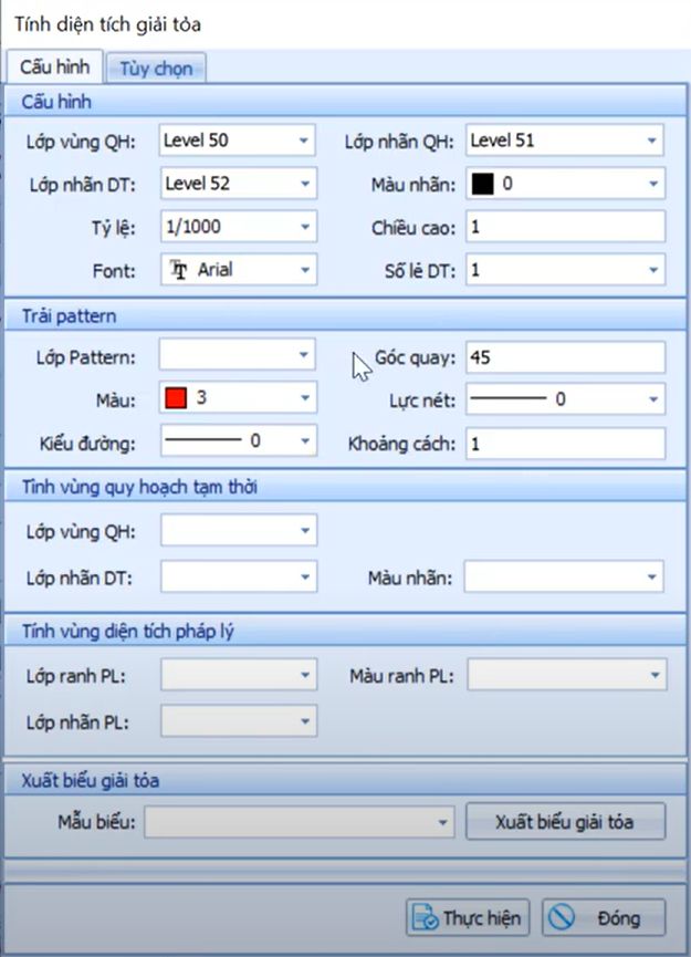 QUY HOẠCH DẠNG VÙNG_tính diện tích giải phóng mặt bằng hoặc Diện tích nằm trong, ngoài