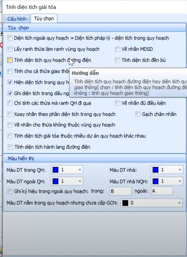 QUY HOẠCH DẠNG VÙNG_tính diện tích giải phóng mặt bằng hoặc Diện tích nằm trong, ngoài