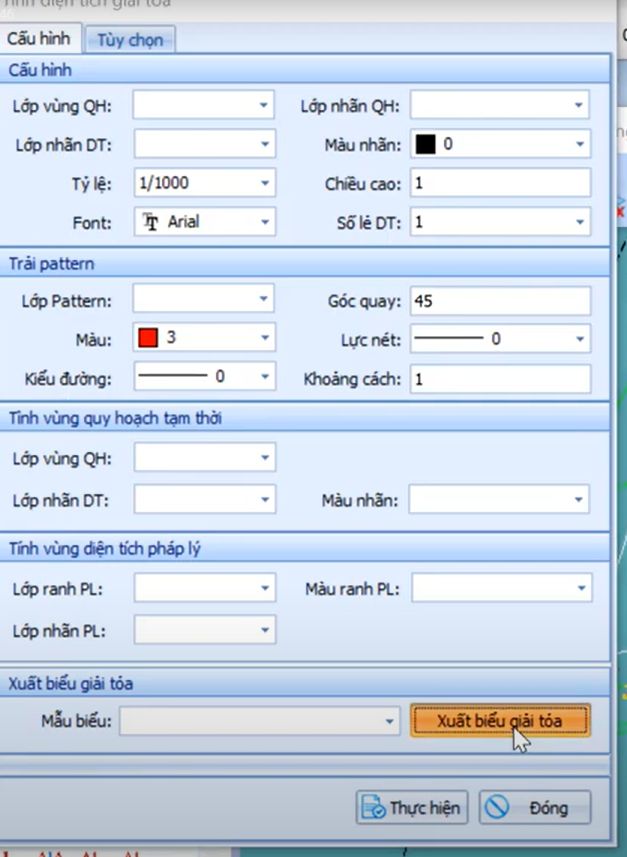 QUY HOẠCH DẠNG VÙNG_tính diện tích giải phóng mặt bằng hoặc Diện tích nằm trong, ngoài