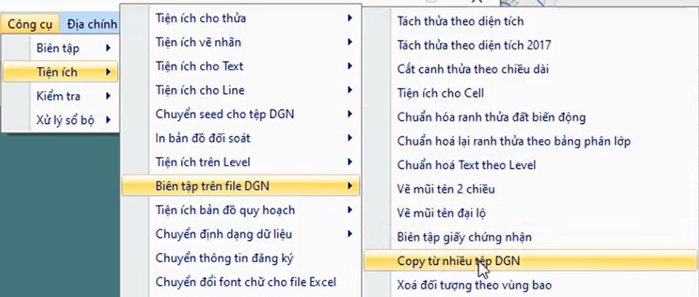 CÔNG CỤ_BIÊN TẬP TRÊN FILE DGN_Copy nhiều tập tin DGN trong ứng dụng gCadas