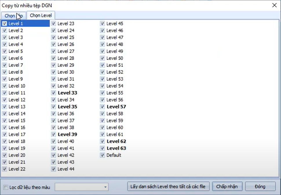 CÔNG CỤ_BIÊN TẬP TRÊN FILE DGN_Copy nhiều tập tin DGN trong ứng dụng gCadas