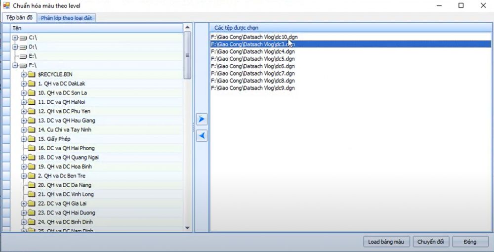 CÔNG CỤ_BIÊN TẬP TRÊN FILE DGN_Chuẩn hóa màu theo Level trong ứng dụng gCadas
