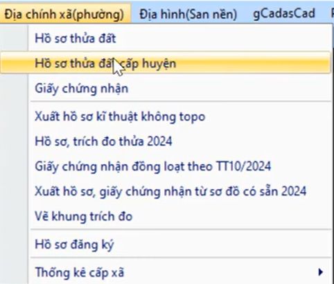 HỒ SƠ ĐẤT CẤP HUYỆN_Trích Lục Thửa Đất_trong ứng dụng gCadas 2024