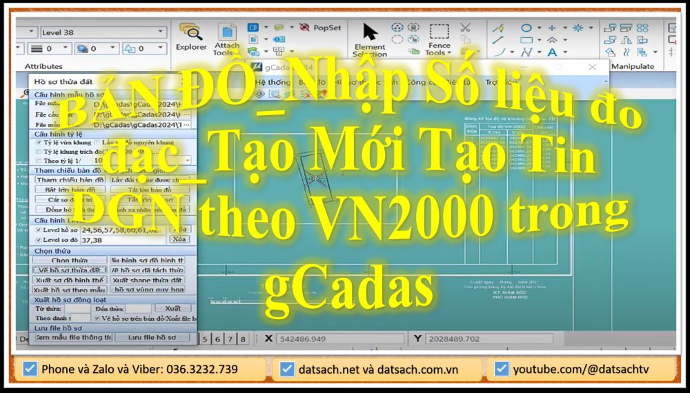 BẢN ĐỒ_Nhập Số liệu đo đạc_Tạo Mới Tạo Tin DGN theo VN2000 trong gCadas