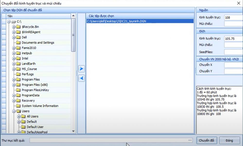 CÔNG CỤ_Chuyển tọa độ trung tâm về 0,0 và Chuyển kinh tuyến trục với Múi Chiếu 3 CÔNG CỤ_Chuyển tọa độ trung tâm về 0,0 và Chuyển kinh tuyến trục với Múi Chiếu