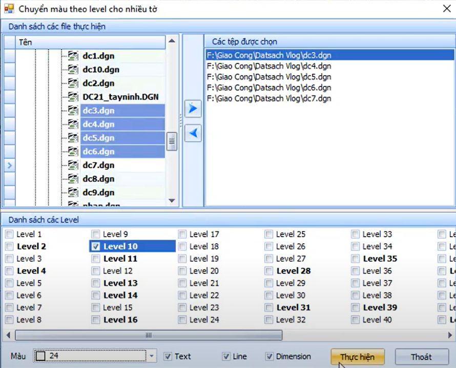 CÔNG CỤ_TIỆN ÍCH TRÊN LEVEL_Chuyển Màu Level theo nhiều tờ