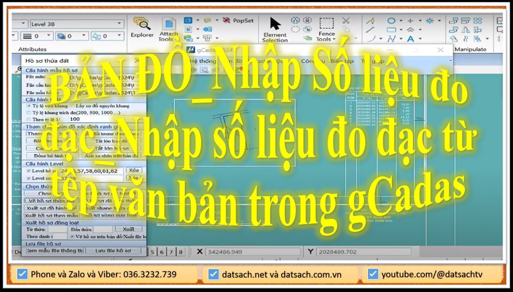 BẢN ĐỒ_Nhập Số liệu đo đạc_Nhập số liệu đo đạc từ tệp văn bản trong gCadas