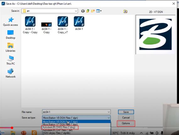 Hướng Dẫn Xuất, Chuyển File MicroStaion DGN sang AuCad Định Dạng Version dưới 2007.