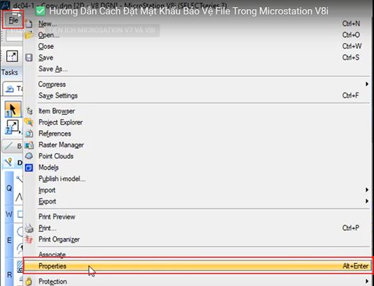 Hướng Dẫn Cách Đặt Mật Khẩu Bảo Vệ File Trong Microstation V8i 2 Hướng Dẫn Cách Đặt Mật Khẩu Bảo Vệ File Trong Microstation V8i